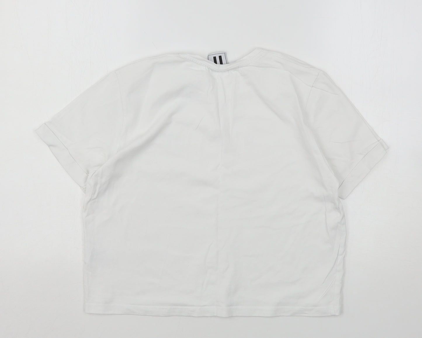 11 degrees Womens White  Cotton Cropped T-Shirt Size 12 Round Neck