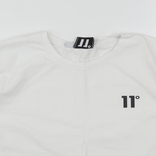 11 degrees Womens White  Cotton Cropped T-Shirt Size 12 Round Neck