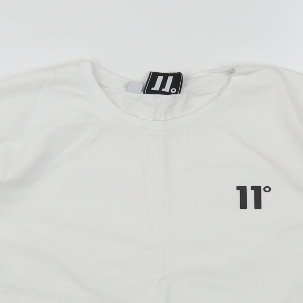 11 degrees Womens White  Cotton Cropped T-Shirt Size 12 Round Neck