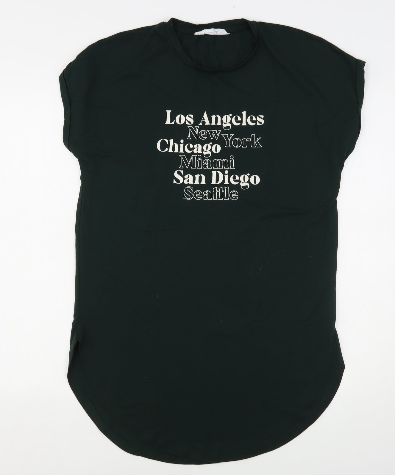 Primark Womens Green  Polyester Basic T-Shirt Size 10 Round Neck