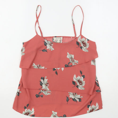 Oasis Womens Pink Floral Polyester Camisole Blouse Size 10 Round Neck