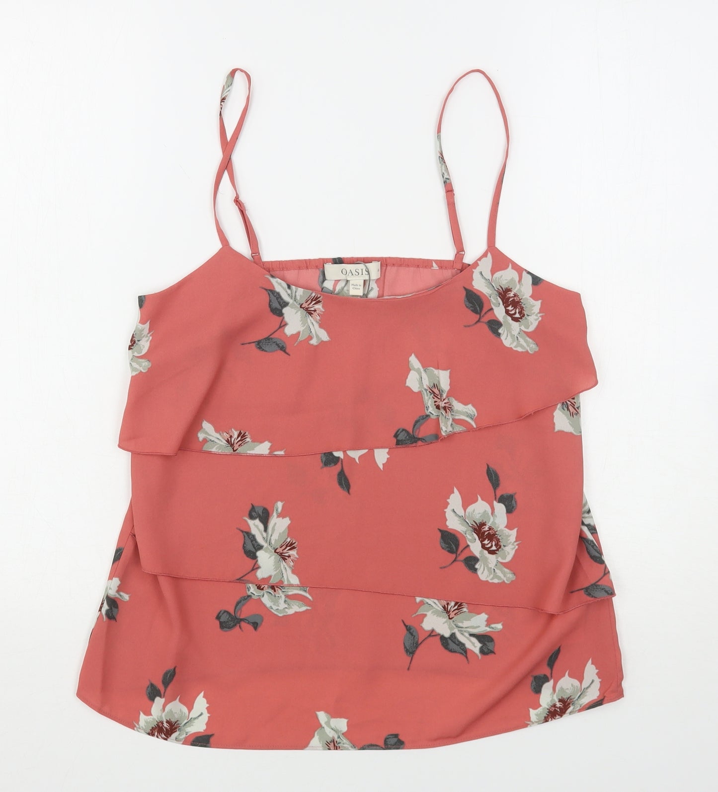 Oasis Womens Pink Floral Polyester Camisole Blouse Size 10 Round Neck