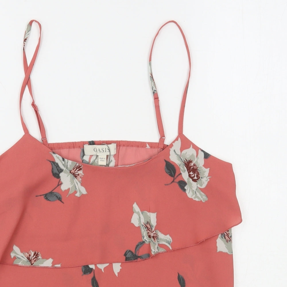 Oasis Womens Pink Floral Polyester Camisole Blouse Size 10 Round Neck