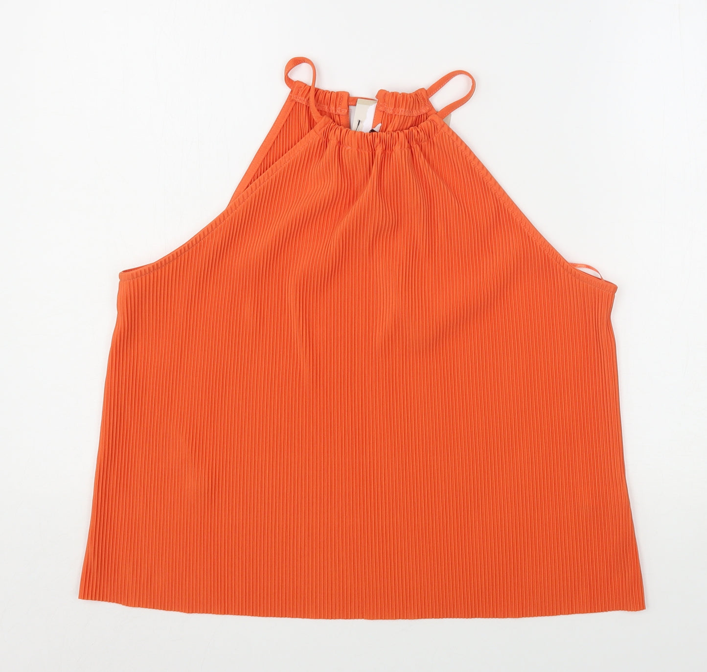 TU Womens Orange  Polyester Basic Blouse Size 12 Round Neck