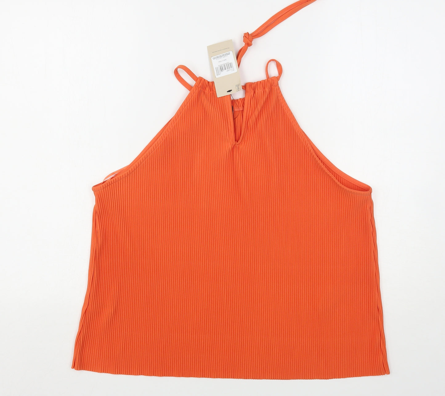 TU Womens Orange  Polyester Basic Blouse Size 12 Round Neck