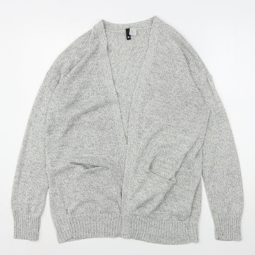 H&M Womens Grey V-Neck  Acrylic Cardigan Jumper Size M