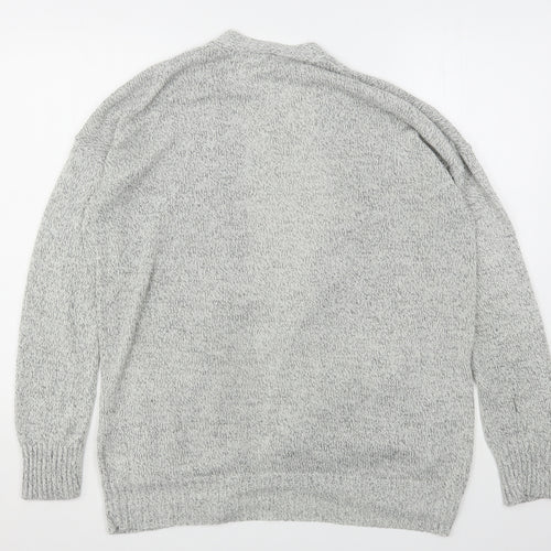 H&M Womens Grey V-Neck  Acrylic Cardigan Jumper Size M