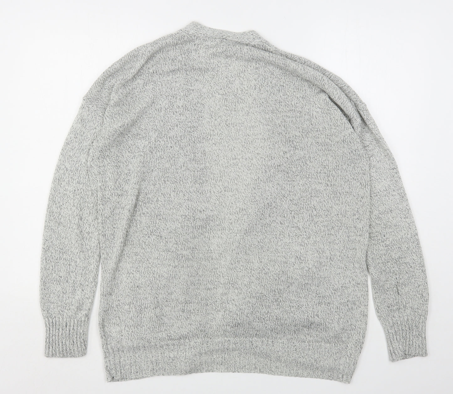 H&M Womens Grey V-Neck  Acrylic Cardigan Jumper Size M