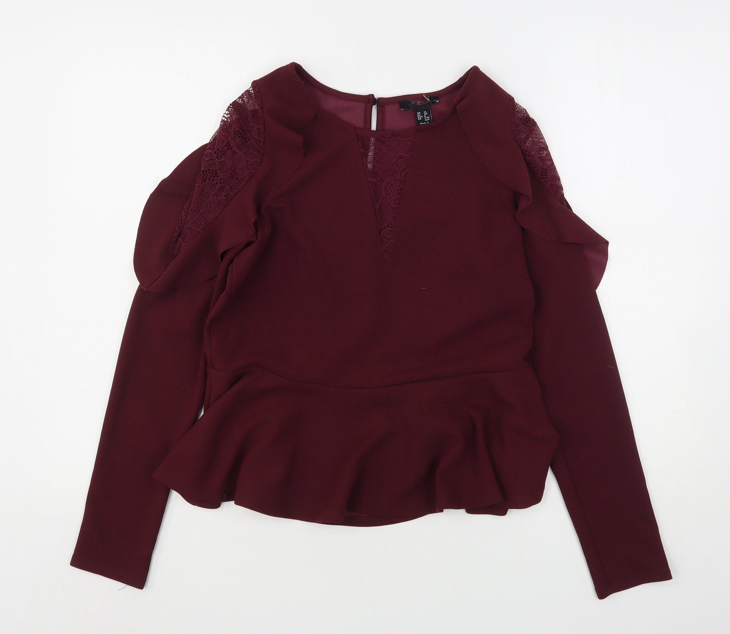 Primark Womens Purple  Polyester Basic Blouse Size 12 Round Neck