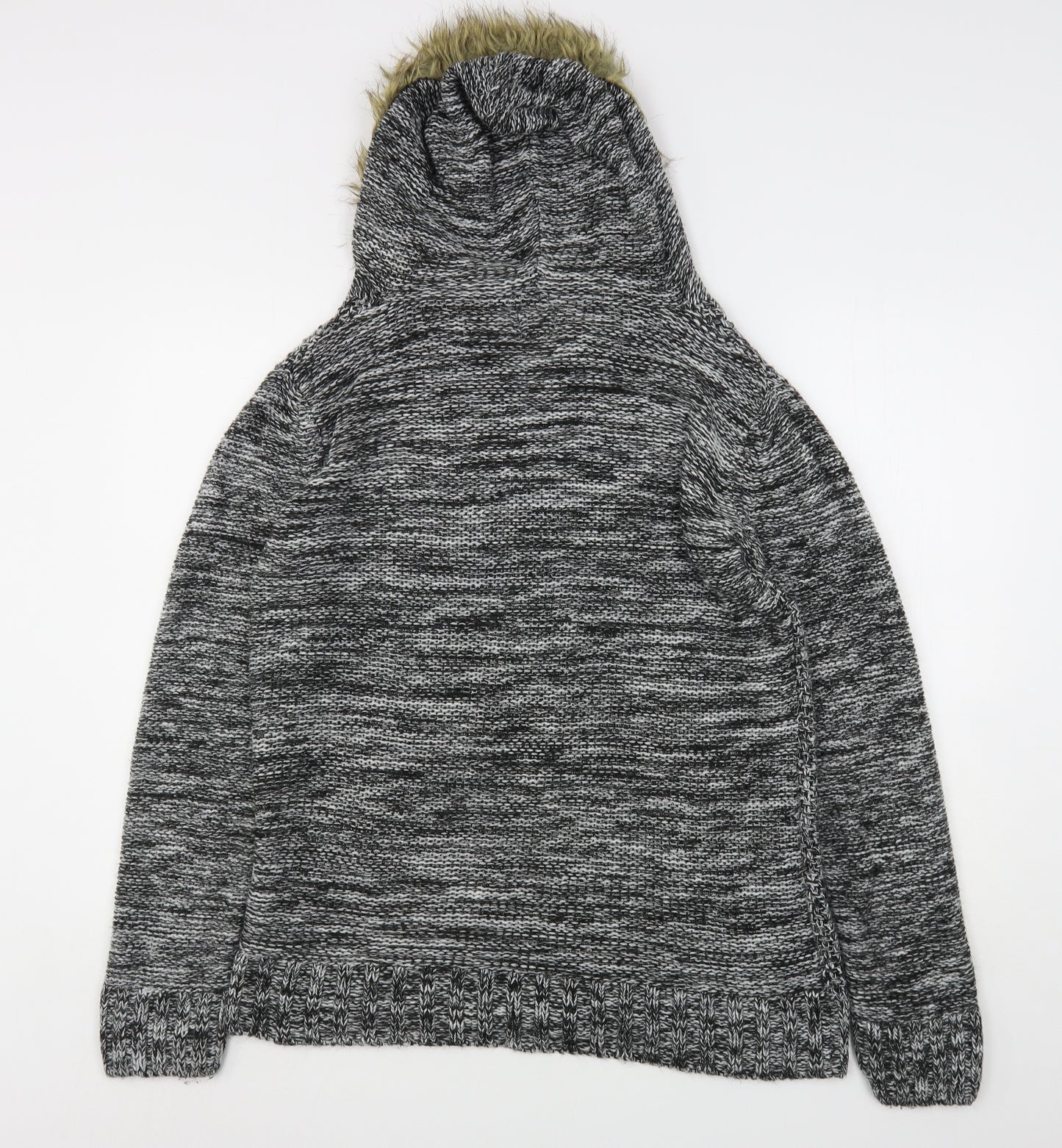 BeYou Womens Grey  Acrylic Cardigan Hoodie Size 12