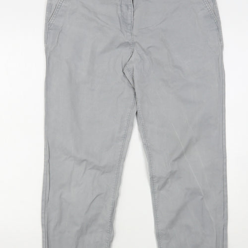 NEXT Womens Grey  Cotton Chino Trousers Size 12 L29 in Regular
