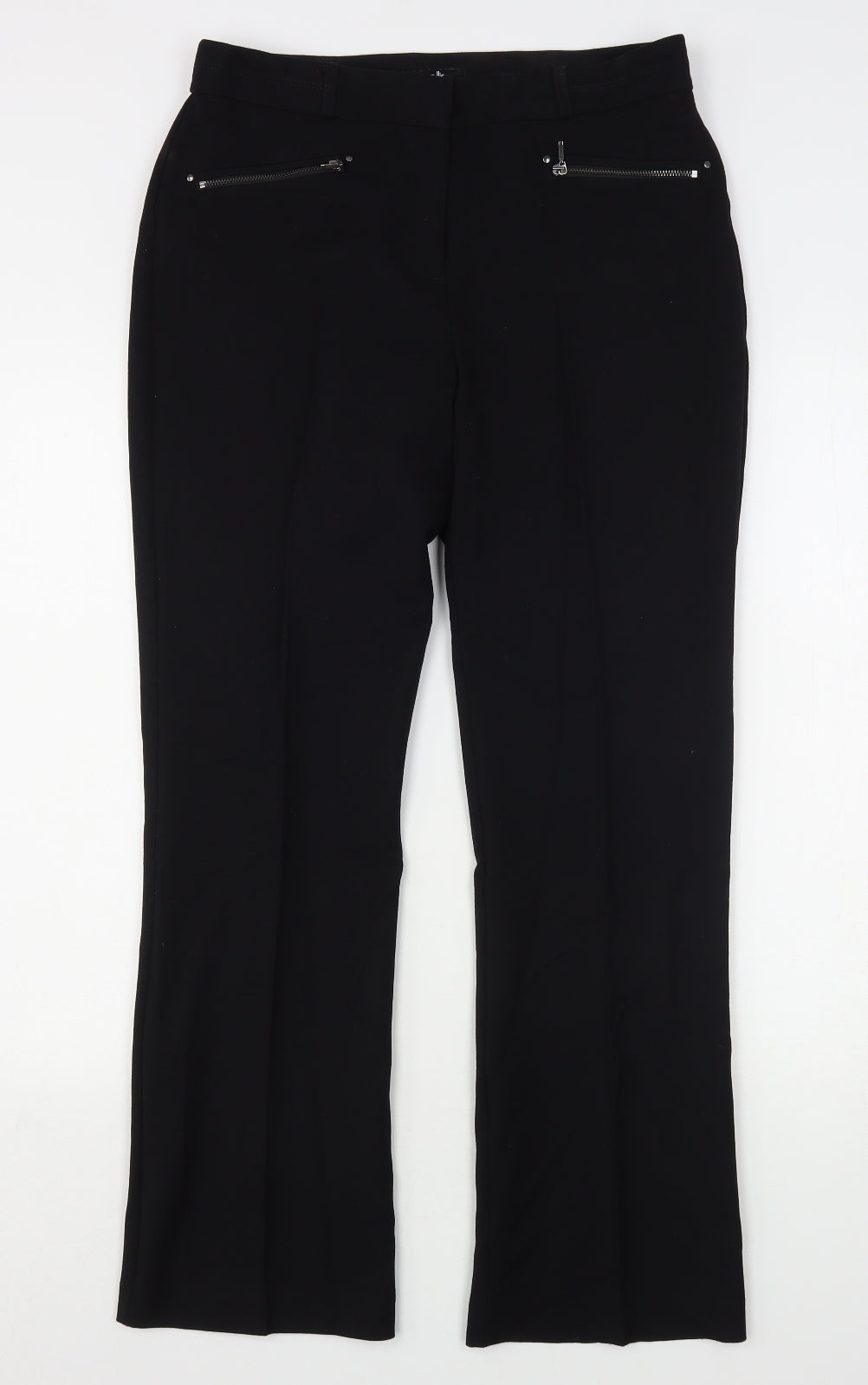 Wallis Womens Black  Polyester Trousers  Size 10 L30 in Regular
