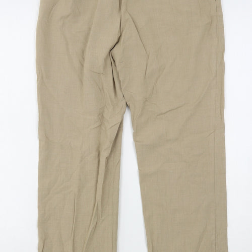 Marks and Spencer Womens Beige  Polyester Trousers  Size 12 L28 in Slim