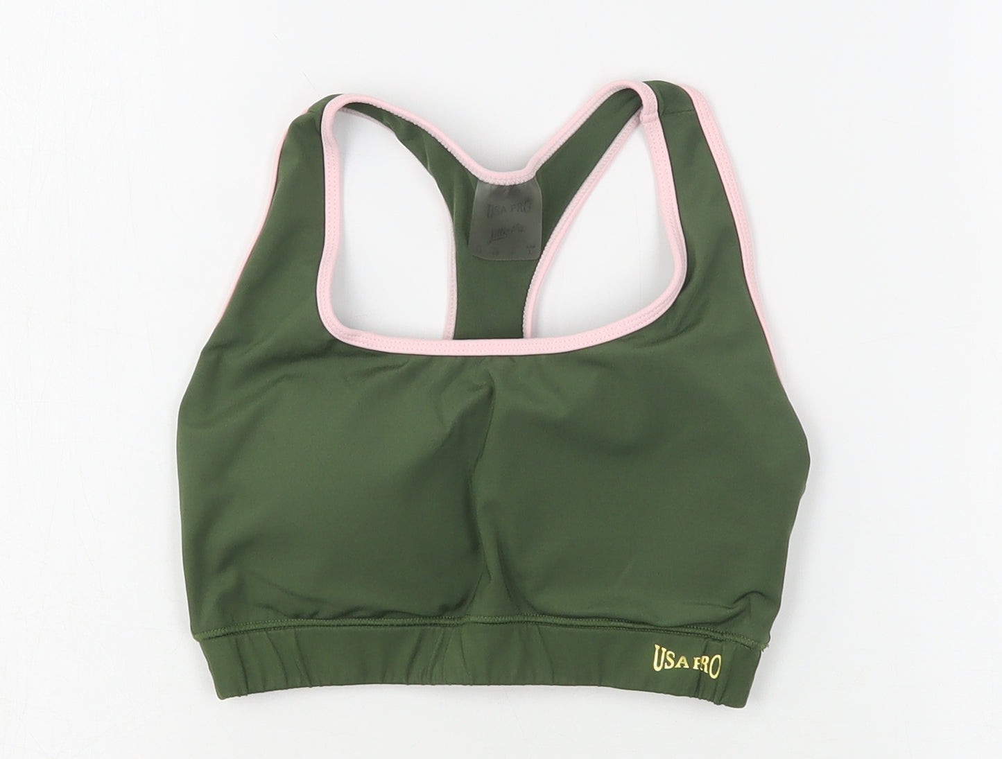 USA Pro Womens Green  Nylon Cropped Tank Size 12 Round Neck