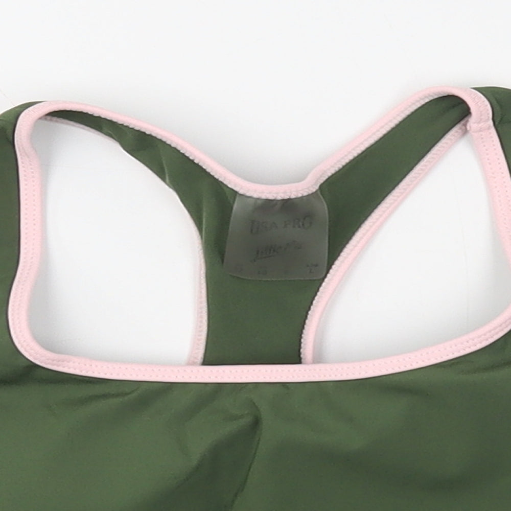 USA Pro Womens Green  Nylon Cropped Tank Size 12 Round Neck