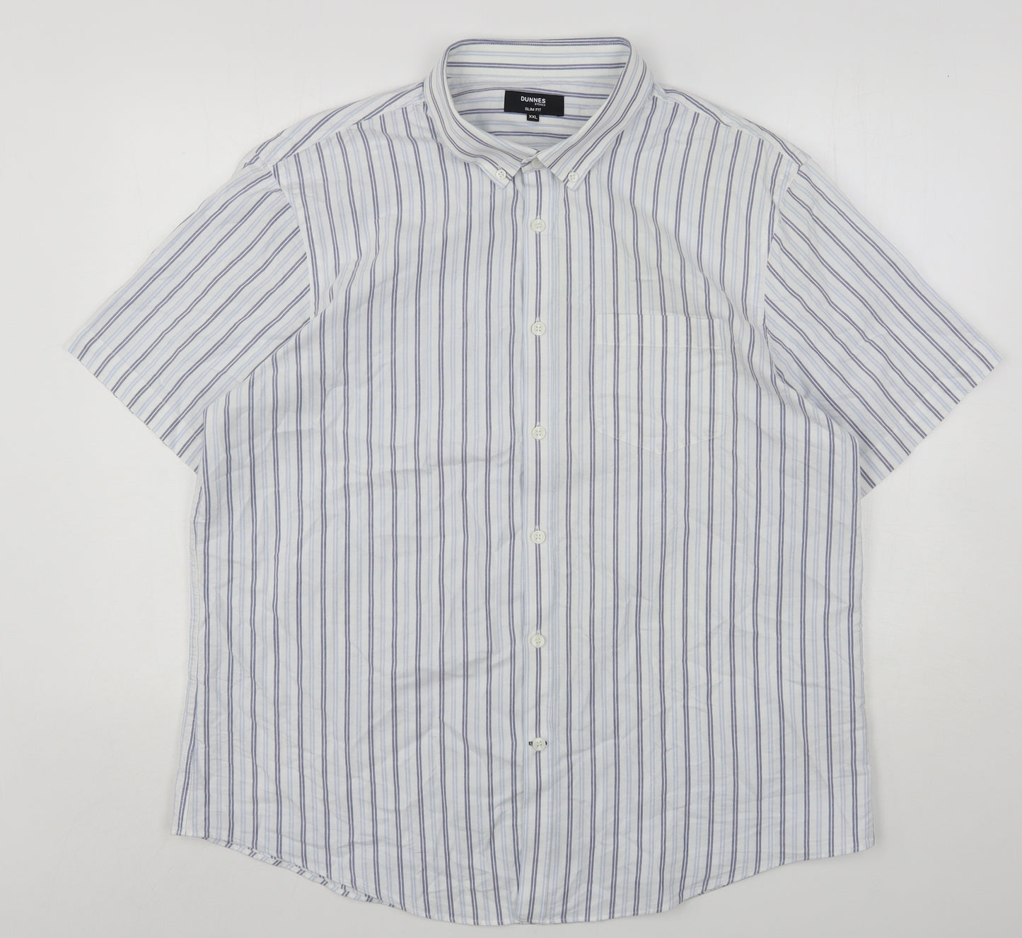 Dunnes Stores Mens Multicoloured Striped Cotton  Button-Up Size 2XL Collared