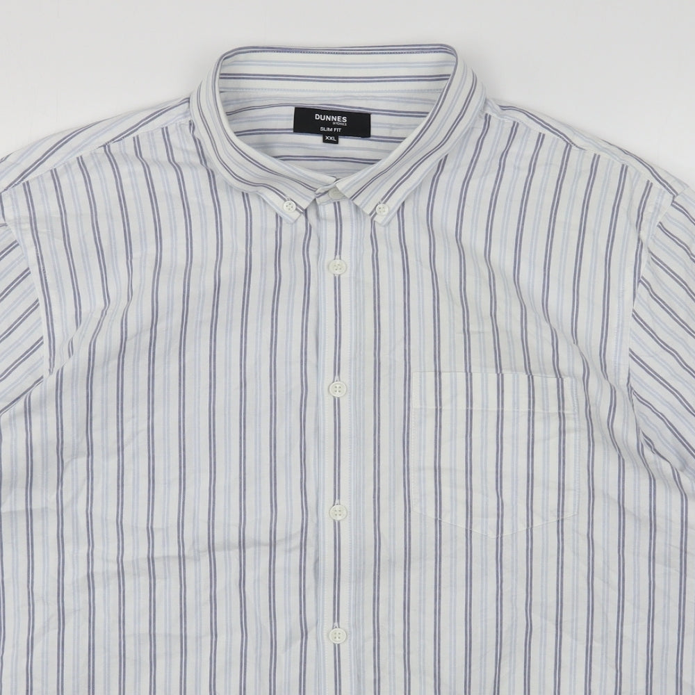 Dunnes Stores Mens Multicoloured Striped Cotton  Button-Up Size 2XL Collared