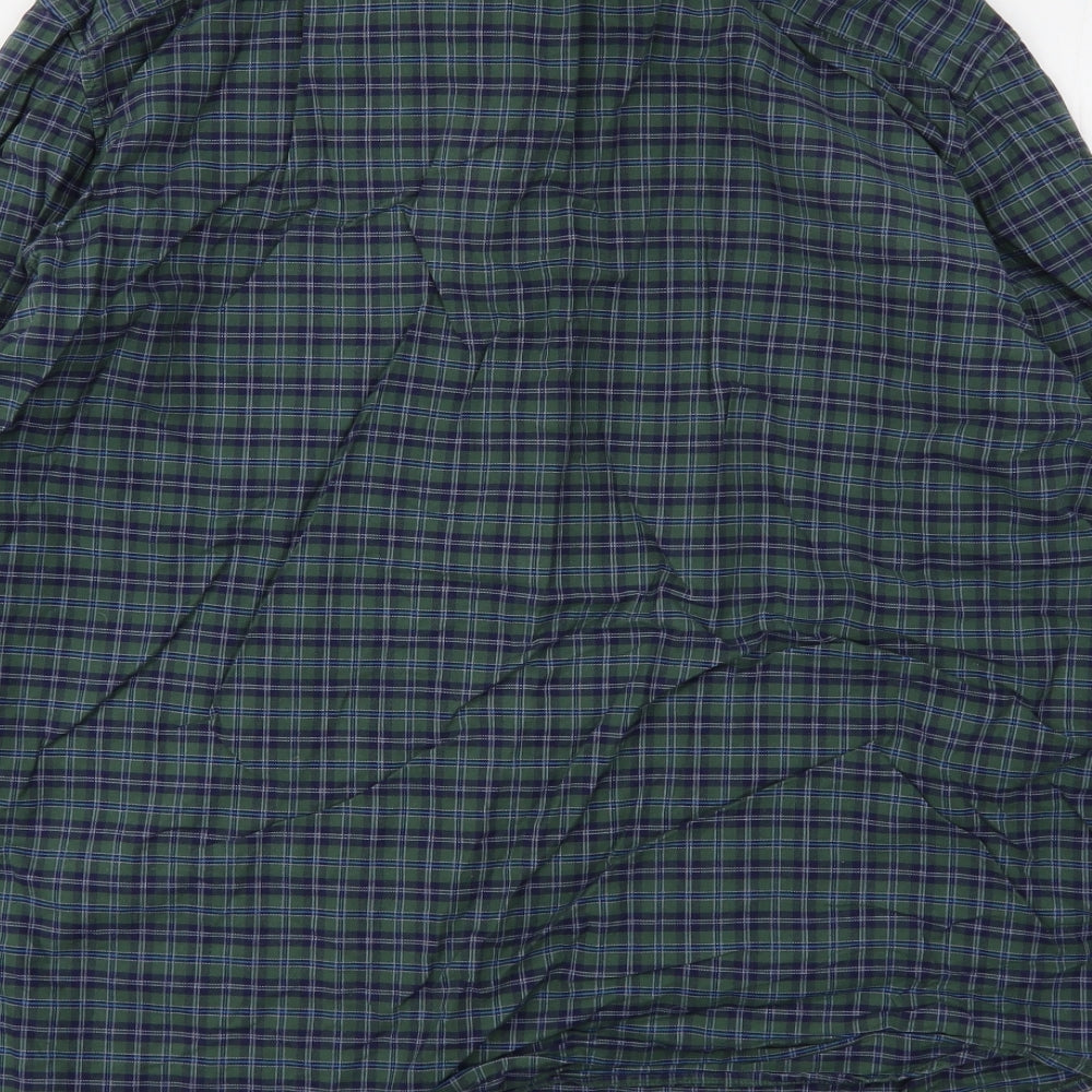 Marks and Spencer Mens Green Plaid Cotton  Button-Up Size 3XL Collared