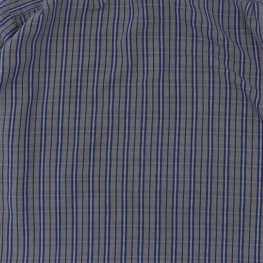 James Pringle Mens Blue Striped Polyester  Button-Up Size 2XL Collared