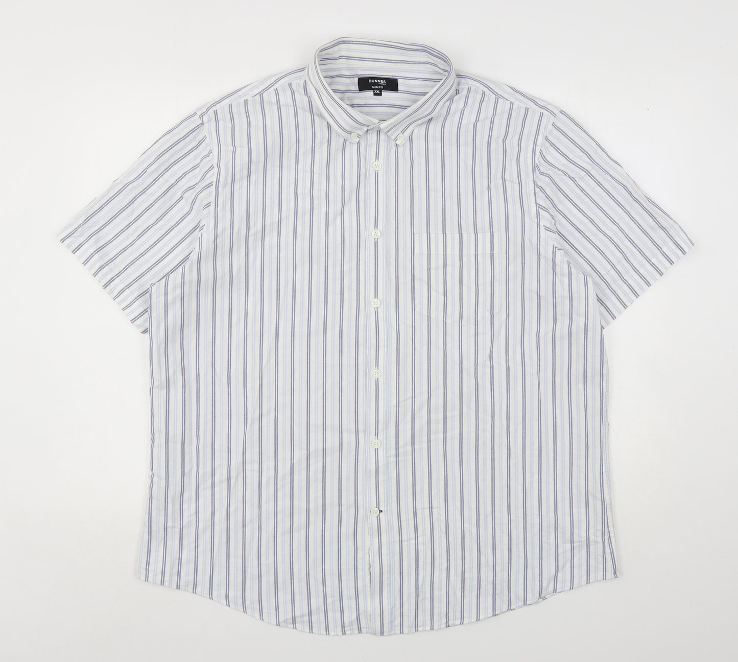 Dunnes Stores Mens Multicoloured Striped Cotton  Button-Up Size 2XL Collared