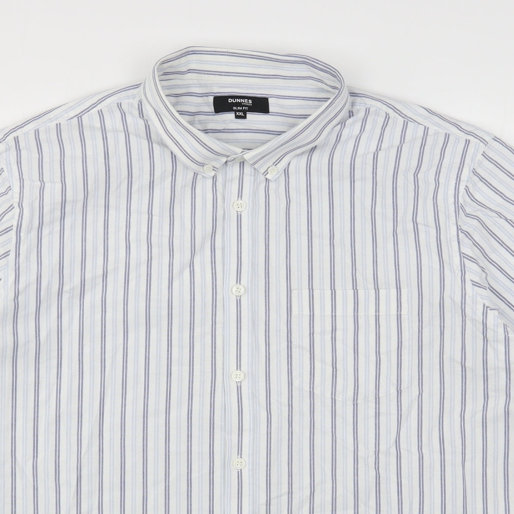 Dunnes Stores Mens Multicoloured Striped Cotton  Button-Up Size 2XL Collared