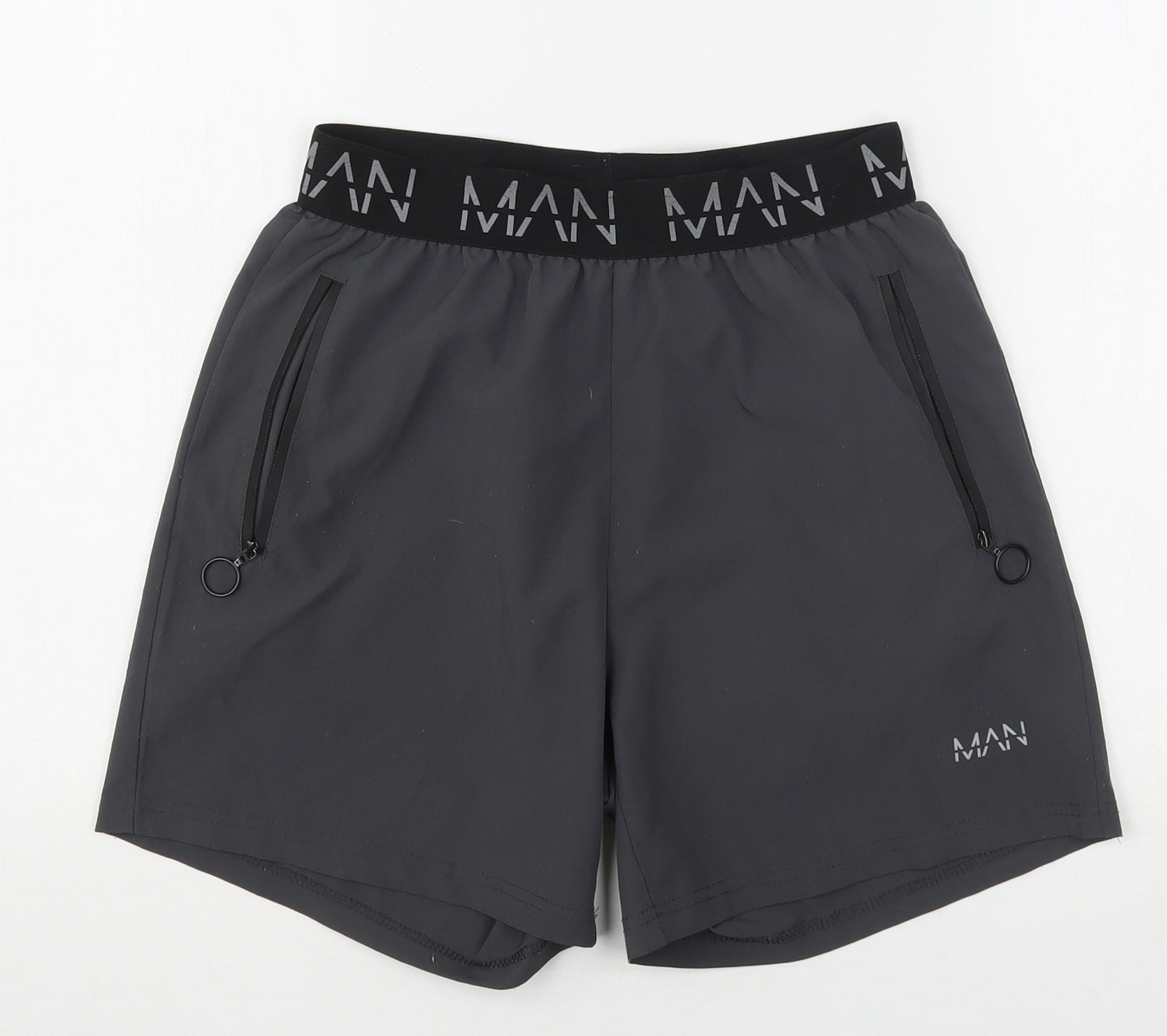 BoohooMAN Mens Grey  Polyester Athletic Shorts Size S L6 in Regular