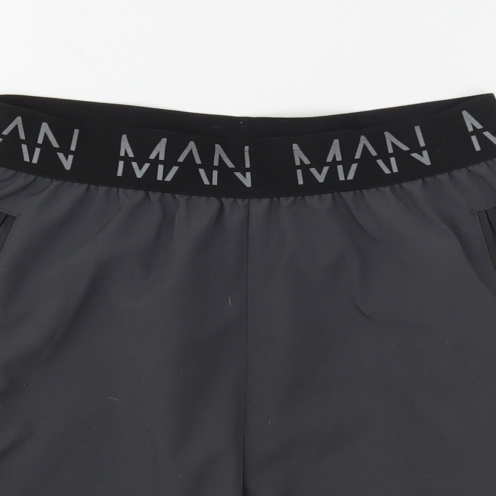 BoohooMAN Mens Grey  Polyester Athletic Shorts Size S L6 in Regular