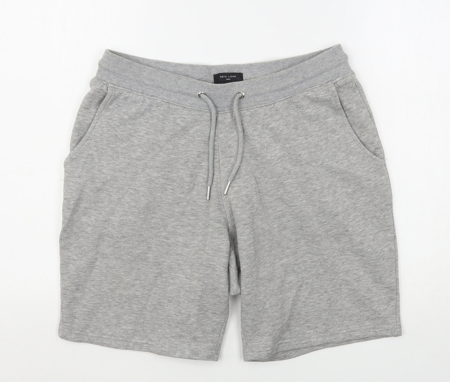 New Look Mens Grey  Cotton Sweat Shorts Size M L7 in Regular Drawstring