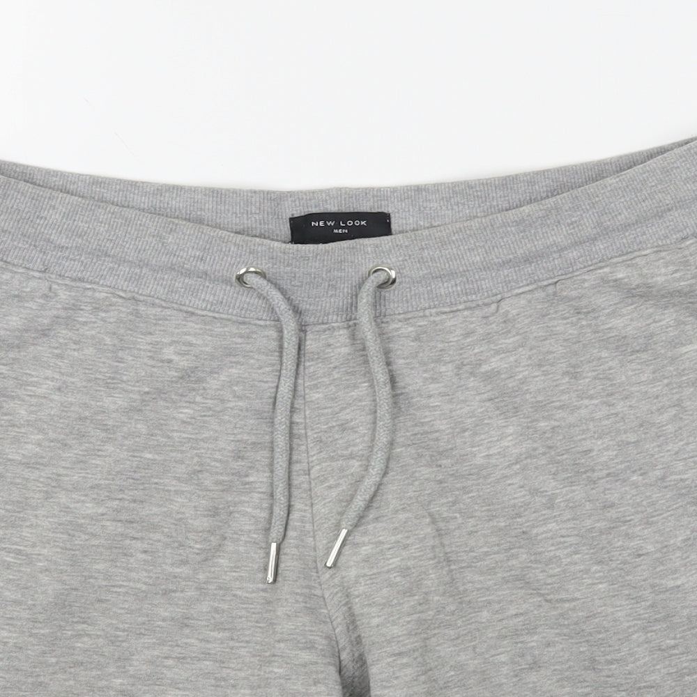 New Look Mens Grey  Cotton Sweat Shorts Size M L7 in Regular Drawstring