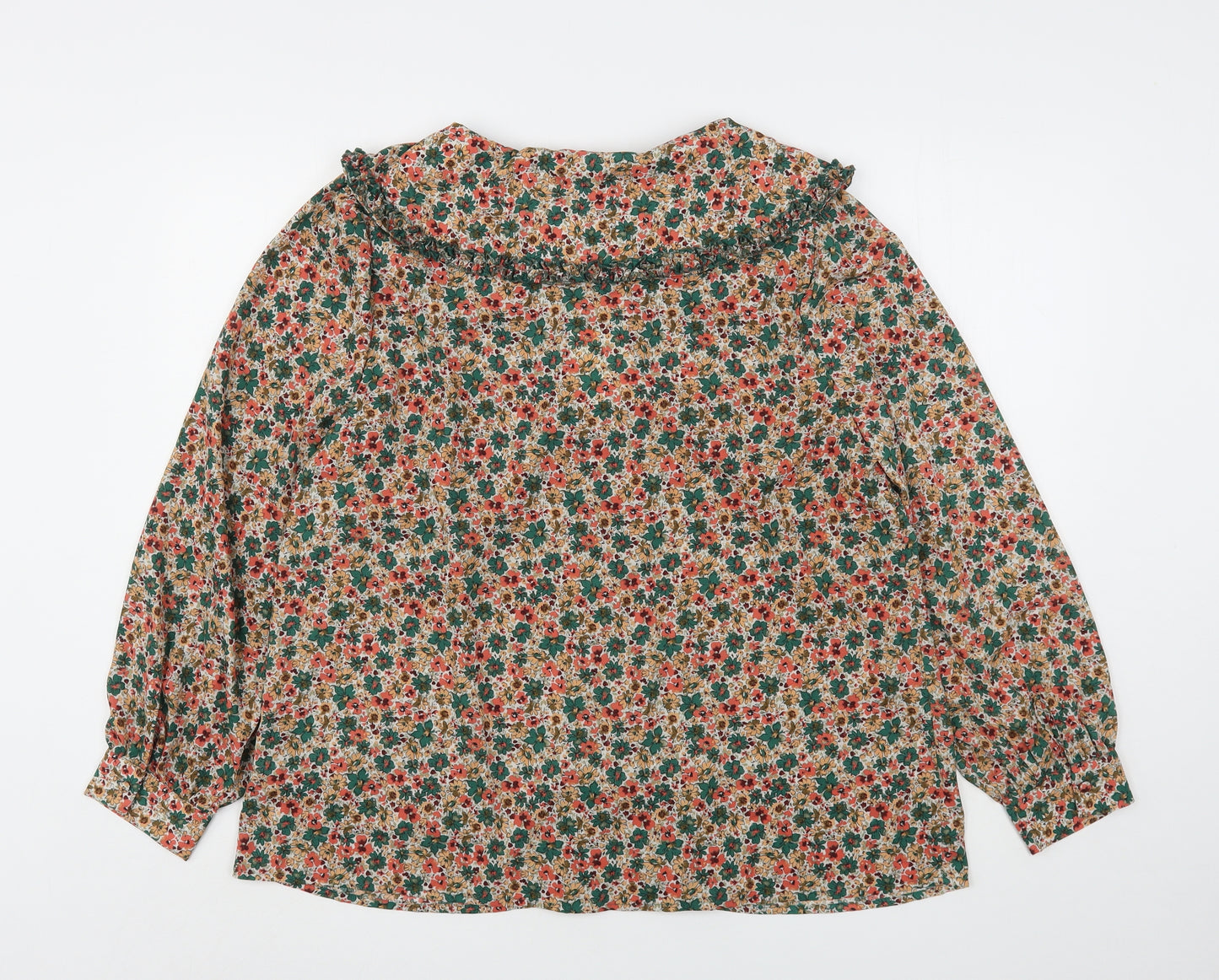 Monsoon Womens Multicoloured Floral Polyester Basic Button-Up Size 18 Collared