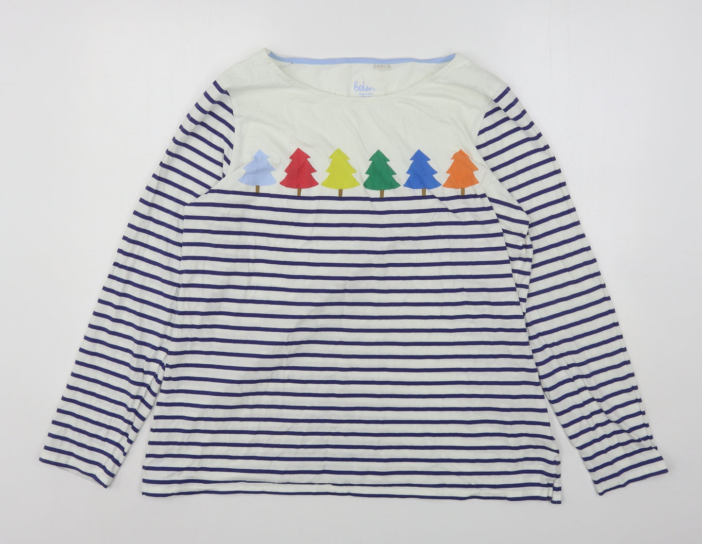 Boden Womens Multicoloured Round Neck Striped Cotton Pullover Jumper Size 20