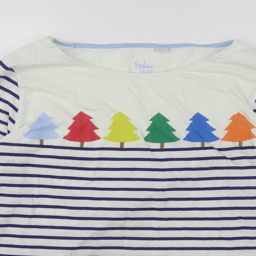Boden Womens Multicoloured Round Neck Striped Cotton Pullover Jumper Size 20