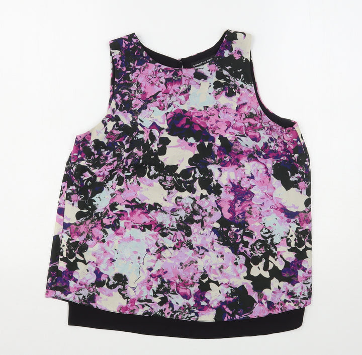 Dorothy Perkins Womens Multicoloured Floral Polyester Basic Blouse Size 8 Round Neck