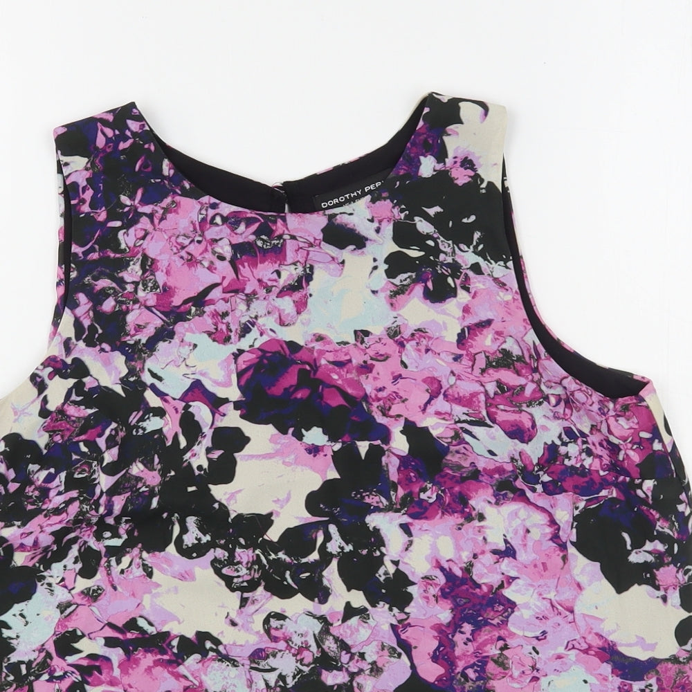 Dorothy Perkins Womens Multicoloured Floral Polyester Basic Blouse Size 8 Round Neck