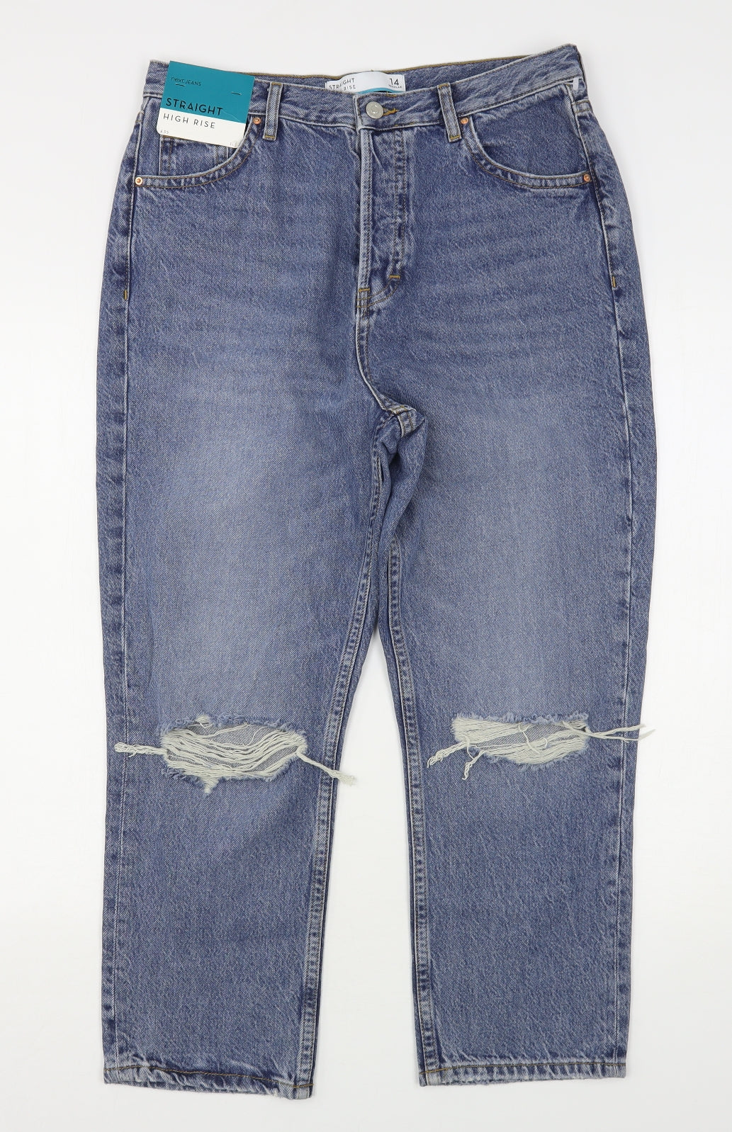 NEXT Womens Blue  Cotton Straight Jeans Size 14 L25 in Regular