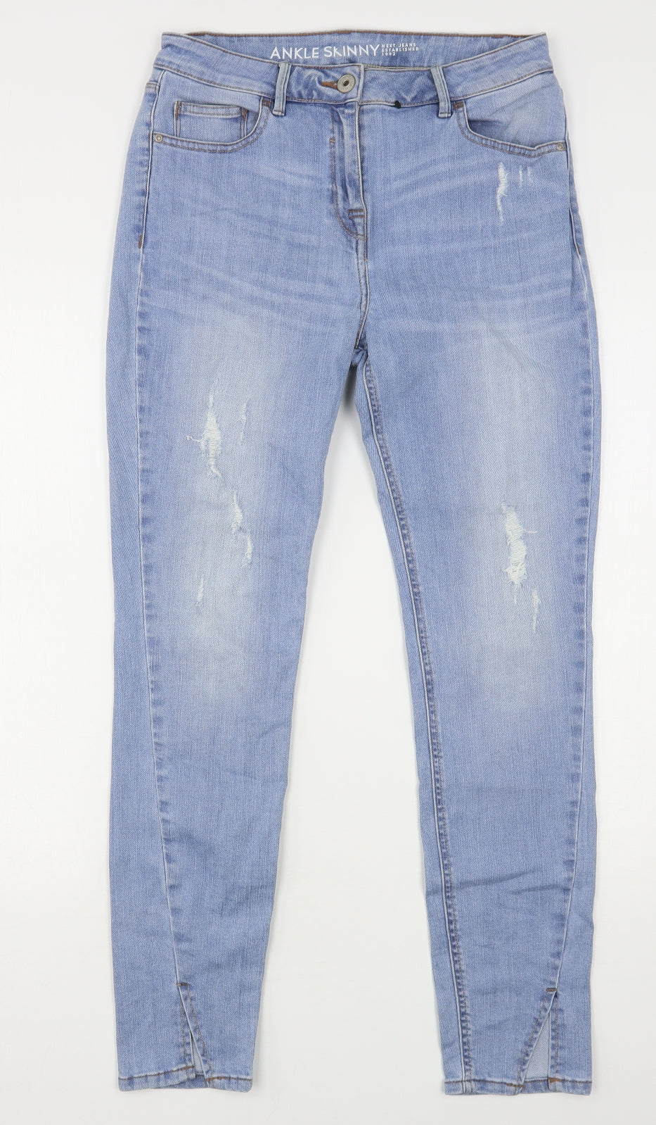 NEXT Womens Blue  Cotton Skinny Jeans Size 12 L28 in Regular