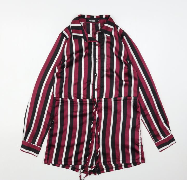 Missguided Womens Multicoloured Striped Polyester Playsuit One-Piece Size 6 L3 in