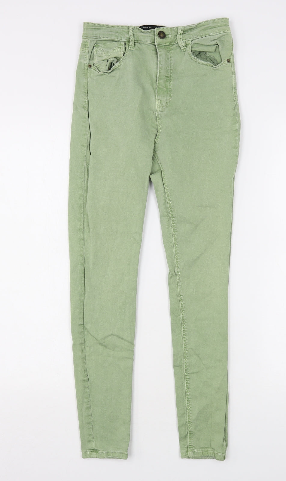Stradivarius Womens Green  Cotton Skinny Jeans Size 10 L26 in Regular