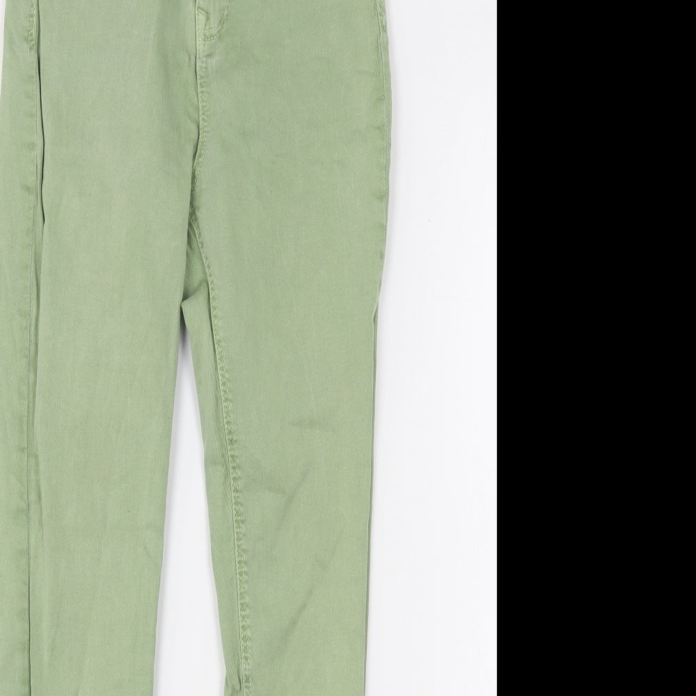 Stradivarius Womens Green  Cotton Skinny Jeans Size 10 L26 in Regular