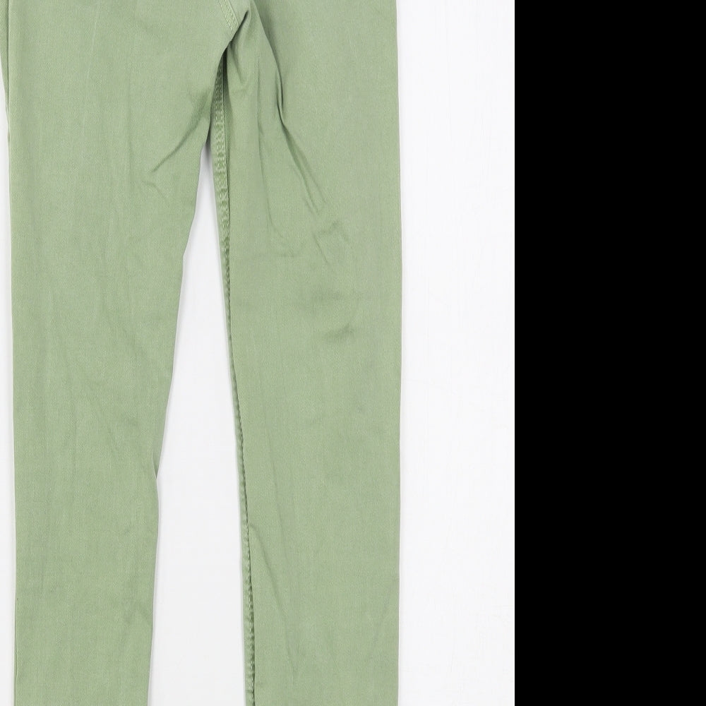 Stradivarius Womens Green  Cotton Skinny Jeans Size 10 L26 in Regular