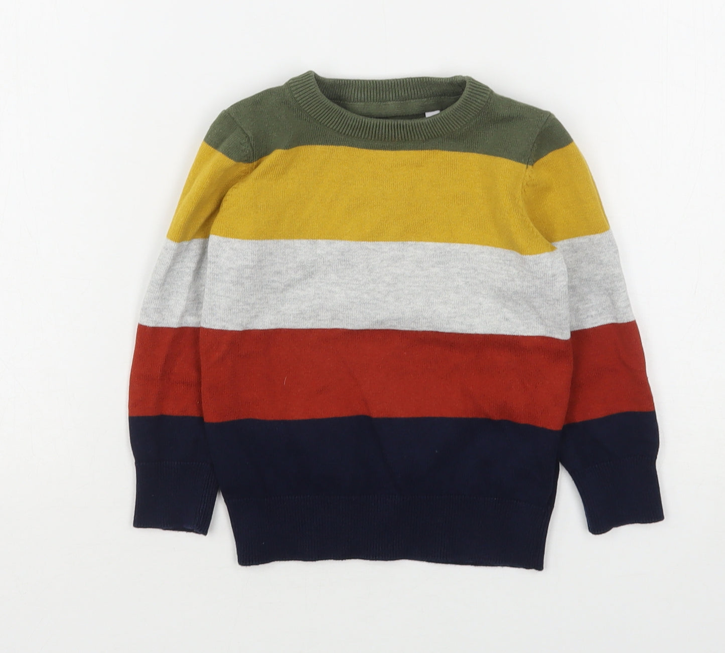 Palomino Boys Multicoloured Round Neck Striped Cotton Pullover Jumper Size 3 Years