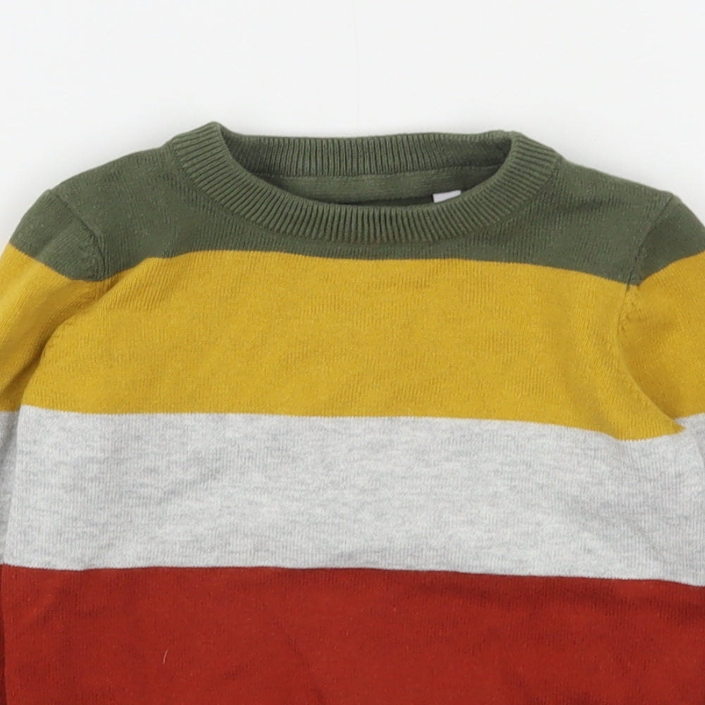 Palomino Boys Multicoloured Round Neck Striped Cotton Pullover Jumper Size 3 Years