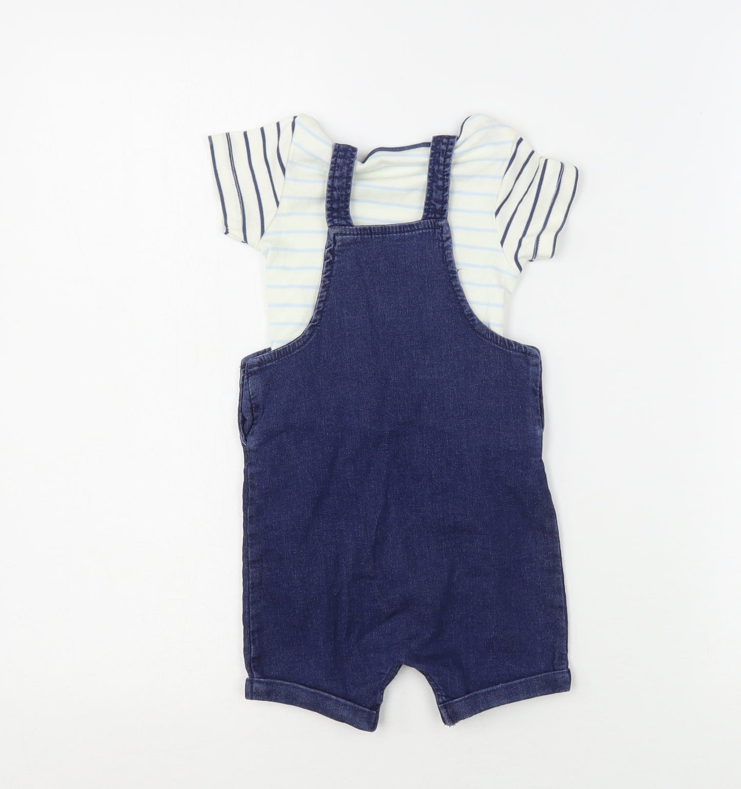 NEXT Boys Blue  Cotton Dungaree One-Piece Size 6-9 Months