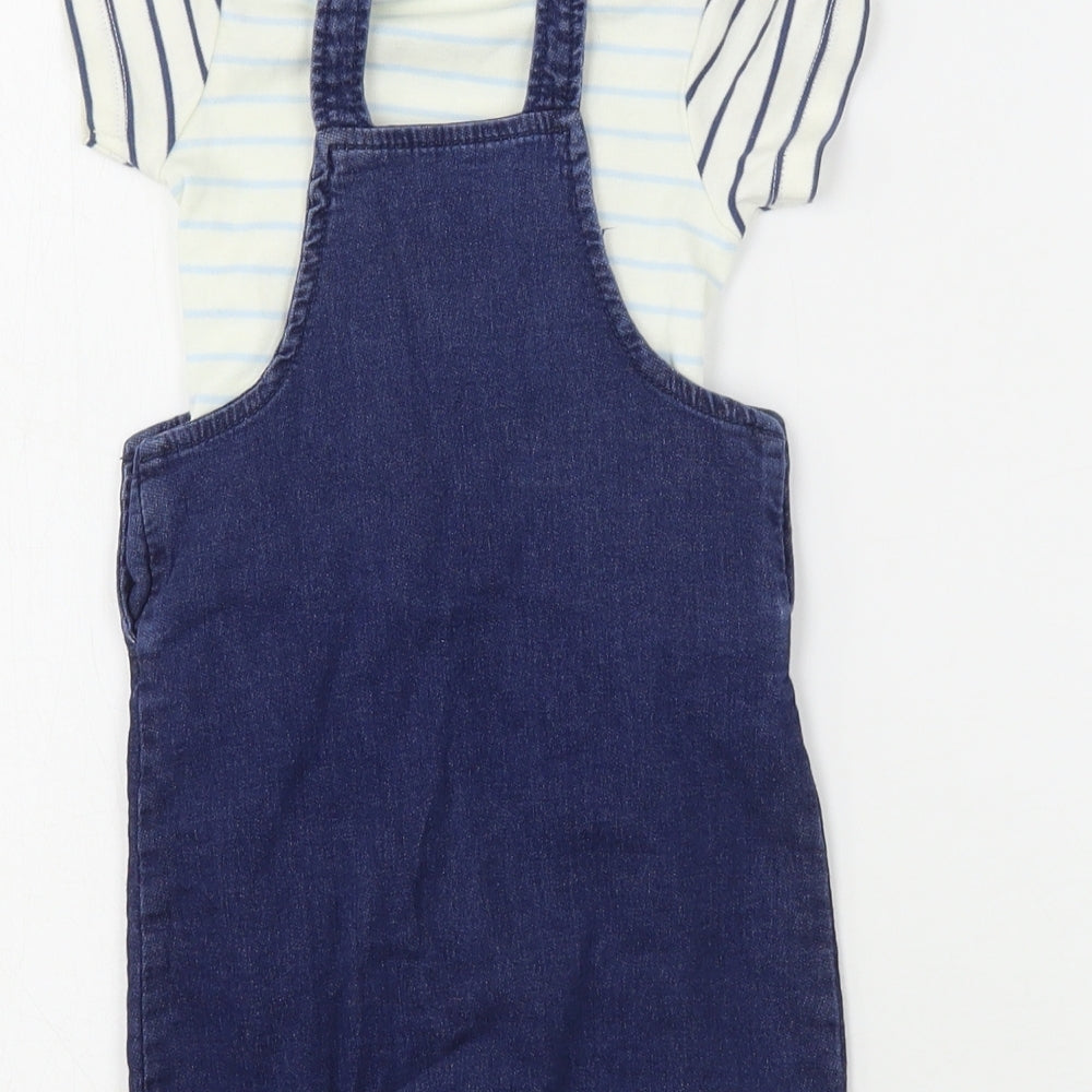 NEXT Boys Blue  Cotton Dungaree One-Piece Size 6-9 Months