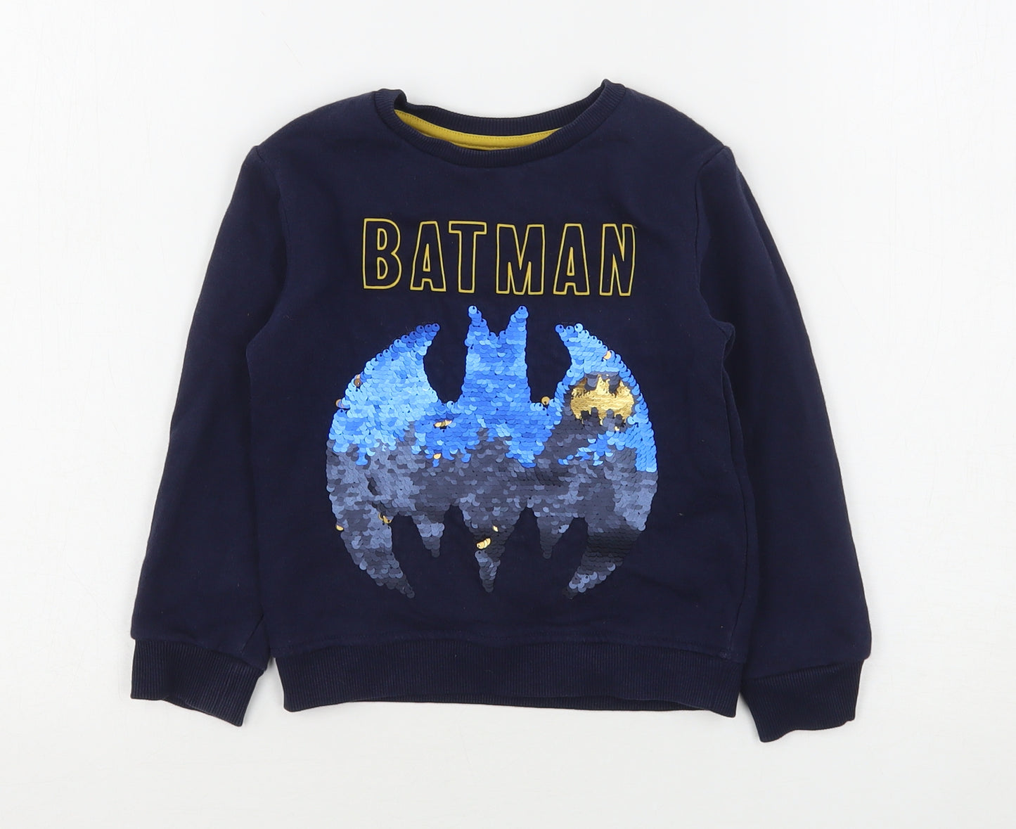 Marks and Spencer Boys Blue Round Neck  Cotton Pullover Jumper Size 2-3 Years   - Batman