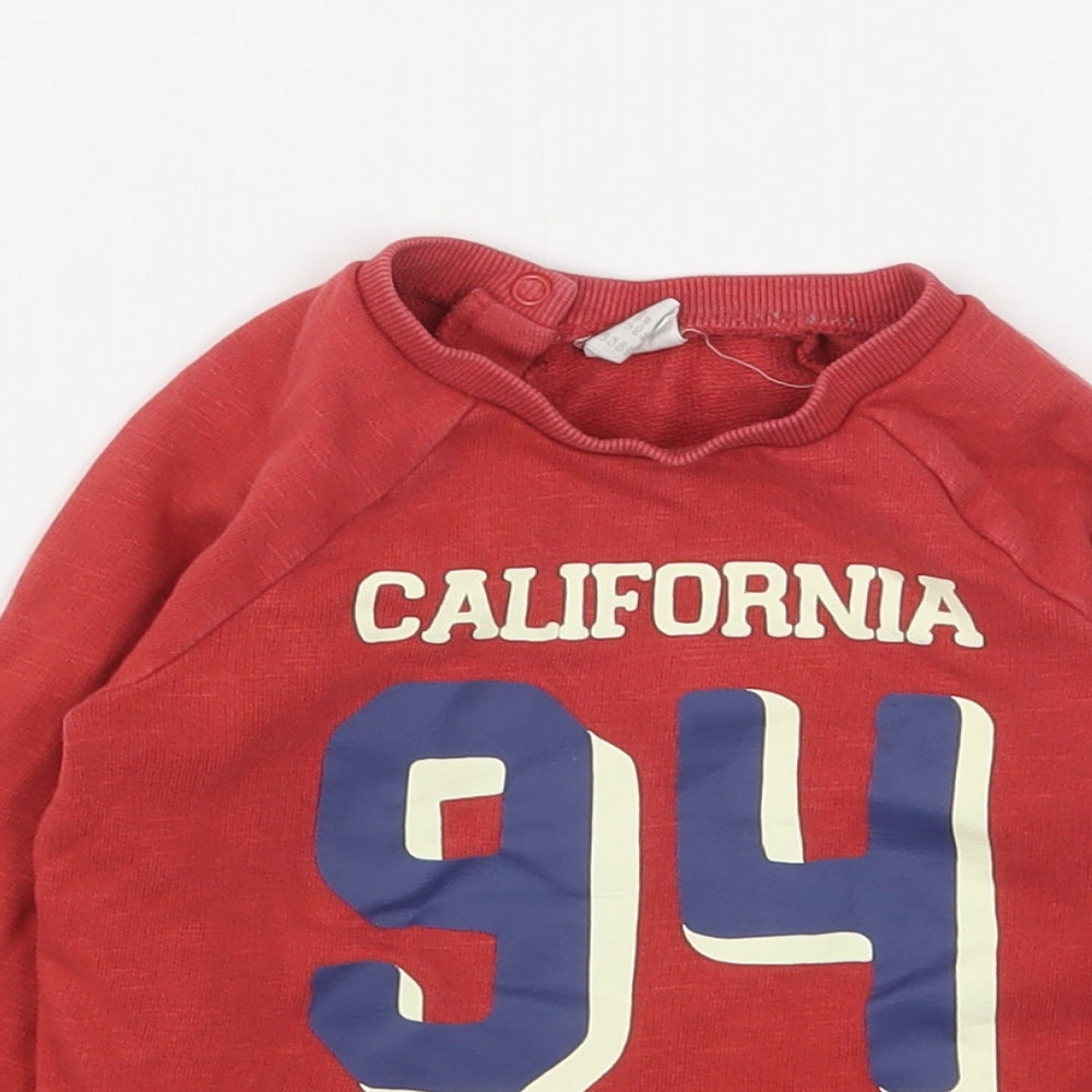 H&M Boys Red  Cotton Pullover Jumper Size 12-18 Months
