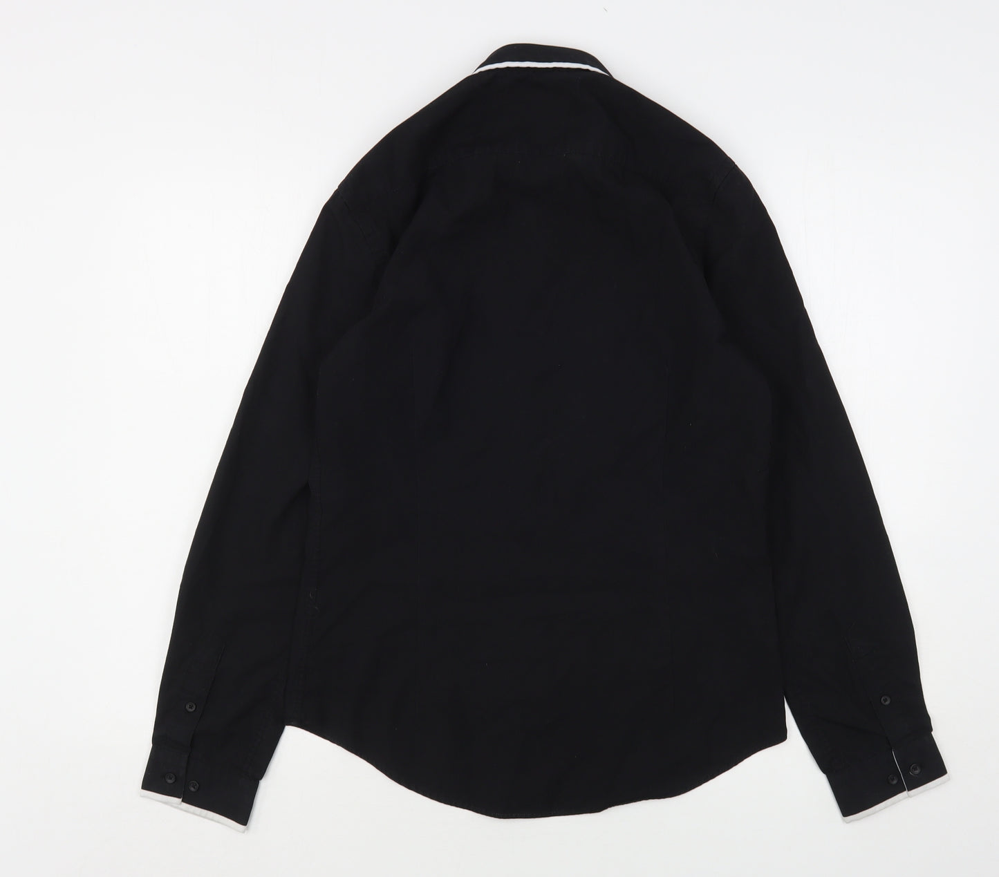 Burton  Mens Black  Polyester  Dress Shirt Size S Collared