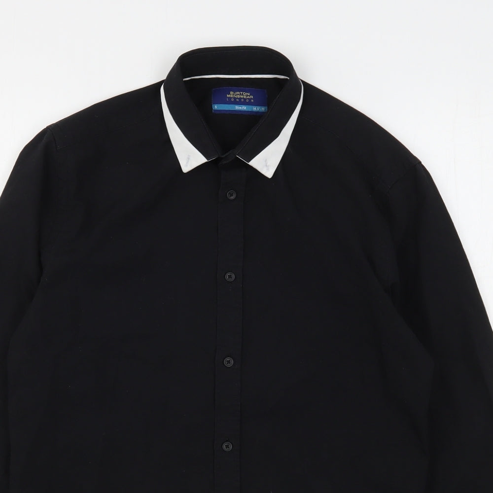Burton  Mens Black  Polyester  Dress Shirt Size S Collared