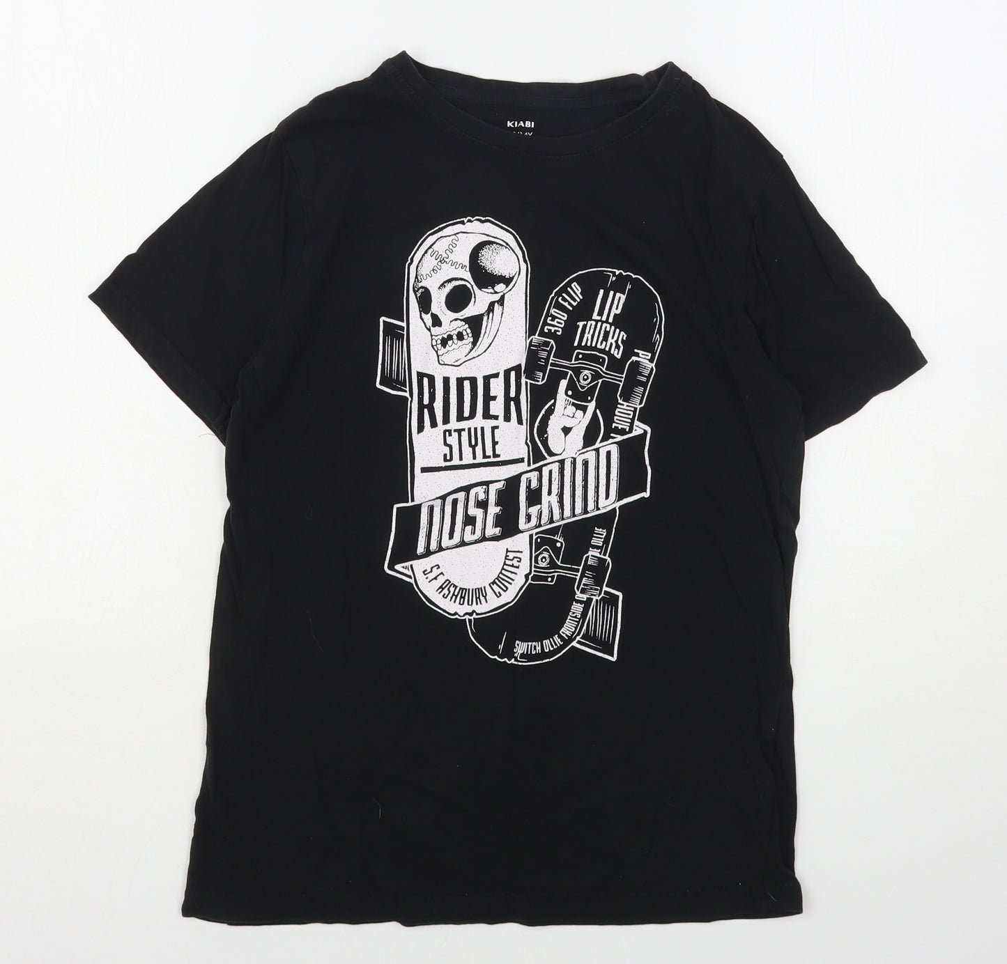 Kiabi Boys Black  Polyester Basic T-Shirt Size 14 Years Round Neck  - Skateboarding