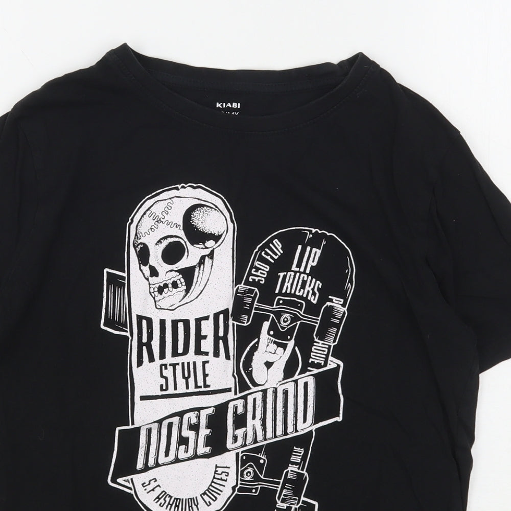 Kiabi Boys Black  Polyester Basic T-Shirt Size 14 Years Round Neck  - Skateboarding